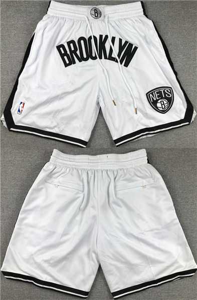 Mens Brooklyn Nets White Shorts (Run Small)